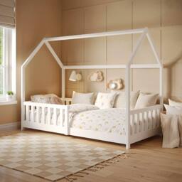 Flair Explorer Wooden Playhouse Bed with Rails in White - Size: Single - thumbnail 1