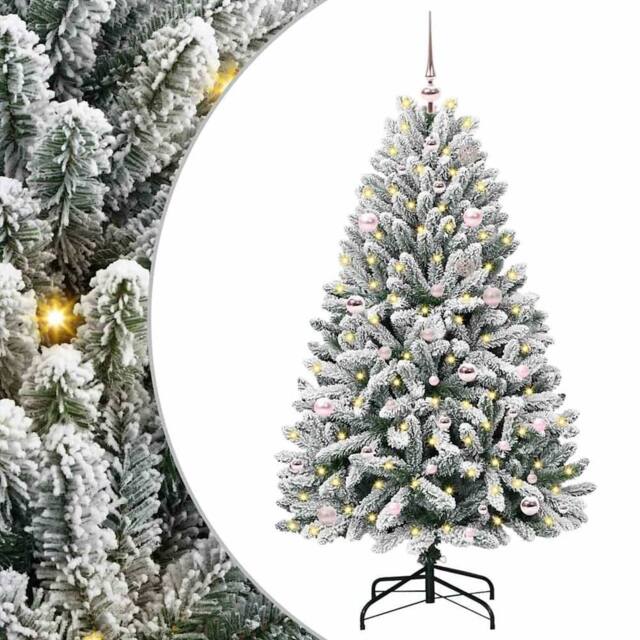 Berkfield Home Artificial Christmas Tree Green & White 150 cm PVC & Metal - image 1