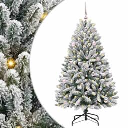 Berkfield Home Artificial Christmas Tree Green & White 150 cm PVC & Metal - thumbnail 1