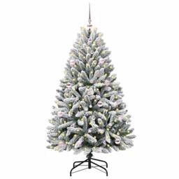 Berkfield Home Artificial Christmas Tree Green & White 150 cm PVC & Metal - thumbnail 2