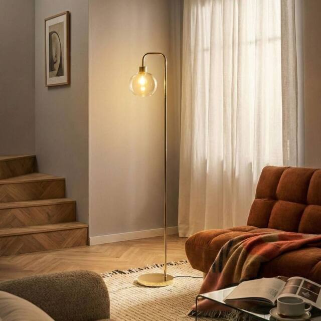 Wyld and Coco Floor Lamp - Gold Iron Base with Glass Shade - image 1