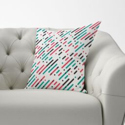 Warren Reed - Designer Overlapping Coloured Diagonal Lines Cushions in Green - Size: 45 cm x 45 cm - thumbnail 3