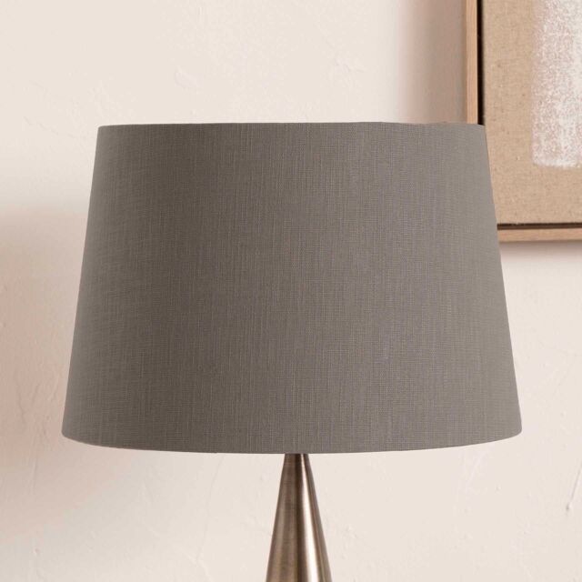 Ruma Dark Grey Self Lined Linen Tapered Cylinder Shade for Table & Floor Lamps - Size: 16 inches - image 1