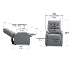 More4Homes Charlbury Fabric Pushback Recliner Armchair Sofa Fireside Chair in Grey - thumbnail 7