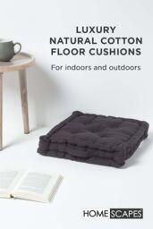 Homescapes Plain Cotton Floor Cushion in Black - Size: 40 cm x 40 cm - thumbnail 2