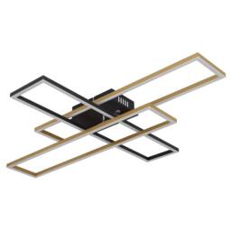 Netlighting Dakari 80x60cm Semi Flush Ceiling Light Matt Black Gold 3x LED 3000K - Size: 80x60 cm - thumbnail 2