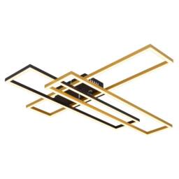 Netlighting Dakari 80x60cm Semi Flush Ceiling Light Matt Black Gold 3x LED 3000K - Size: 80x60 cm - thumbnail 5