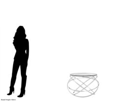 Orsina Clear Glass Side Table, Polished Circular Settee Side Table, Luxe Silver Bedside Table With Overlapping Hoops - thumbnail 4