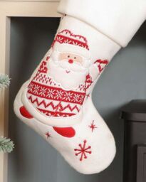 Dibor Set of 4 Snowy Santa Children's Xmas Gift Decoration Christmas Stocking in White - Size: 4 Pack - thumbnail 3
