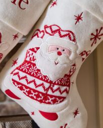 Dibor Set of 4 Snowy Santa Children's Xmas Gift Decoration Christmas Stocking in White - Size: 4 Pack - thumbnail 2
