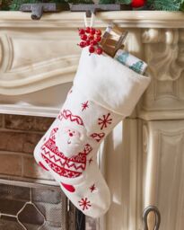 Dibor Set of 4 Snowy Santa Children's Xmas Gift Decoration Christmas Stocking in White - Size: 4 Pack - thumbnail 1