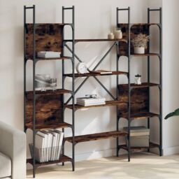 Berkfield Home Bookshelf Smoked Oak 155.5x24x166.5 cm Engineered Wood in Brown - thumbnail 1