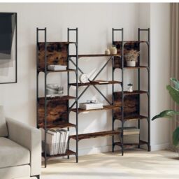 Berkfield Home Bookshelf Smoked Oak 155.5x24x166.5 cm Engineered Wood in Brown - thumbnail 3