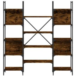 Berkfield Home Bookshelf Smoked Oak 155.5x24x166.5 cm Engineered Wood in Brown - thumbnail 5