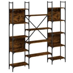 Berkfield Home Bookshelf Smoked Oak 155.5x24x166.5 cm Engineered Wood in Brown - thumbnail 2