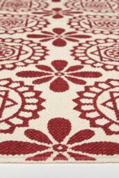 Homescapes Cassia Red Cotton Geometric Rug - Size: 120 cm x 170 cm - thumbnail 4