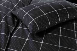 Homes-Linen Mateo Checked Dot Reversible Duvet Cover Set in Black - Size: Single - thumbnail 2