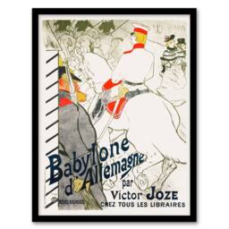 Artery8 Toulouse Lautrec Framed Wall Art The German Babylon Novel Advert in White - Size: A4 - thumbnail 1