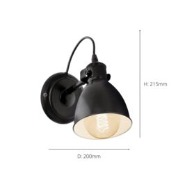Eglo Priddy Metal Wall Spot Light in Black - thumbnail 3