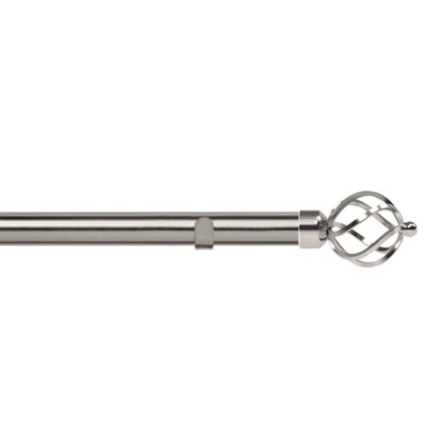 New Edge Blinds 28mm Fixed Length Metal Eyelet Curtain Pole Set - Cage Finial in Silver - Size: 260 cm - image 1