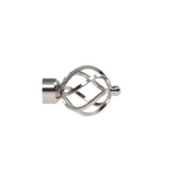 New Edge Blinds 28mm Fixed Length Metal Eyelet Curtain Pole Set - Cage Finial in Silver - Size: 260 cm - thumbnail 2