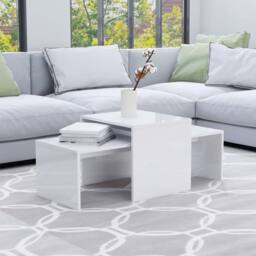 Berkfield Home Coffee Table Set High Gloss White 100x48x40 cm Engineered Wood - Size: 100 x 48 x 40 cm - thumbnail 2