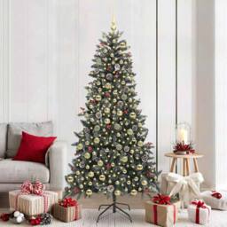 Berkfield Home Artificial Christmas Tree with Stand Green 114 x 114 x 210 cm - thumbnail 1