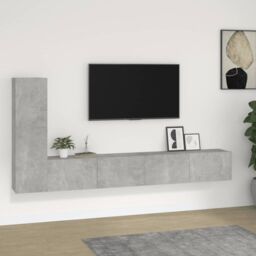 Berkfield Home 3 Piece TV Cabinet Set Concrete Grey Engineered Wood - thumbnail 1