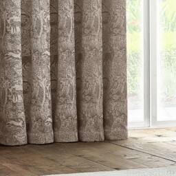 Furn Winter Woods Animal Chenille Eyelet Curtain Pair in Taupe - Size: 117 cm width x 137 cm drop - thumbnail 4
