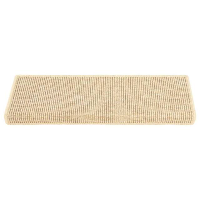 Berkfield Home Stair Mats Self-adhesive Sisal-Look 15 pcs 65x21x4 cm Light Beige - Size: Medium - image 1