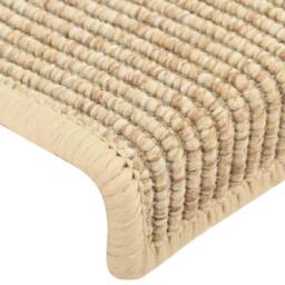 Berkfield Home Stair Mats Self-adhesive Sisal-Look 15 pcs 65x21x4 cm Light Beige - Size: Medium - thumbnail 6