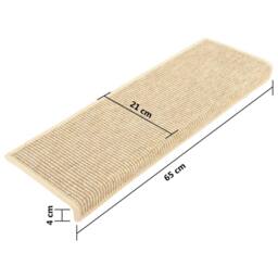 Berkfield Home Stair Mats Self-adhesive Sisal-Look 15 pcs 65x21x4 cm Light Beige - Size: Medium - thumbnail 7