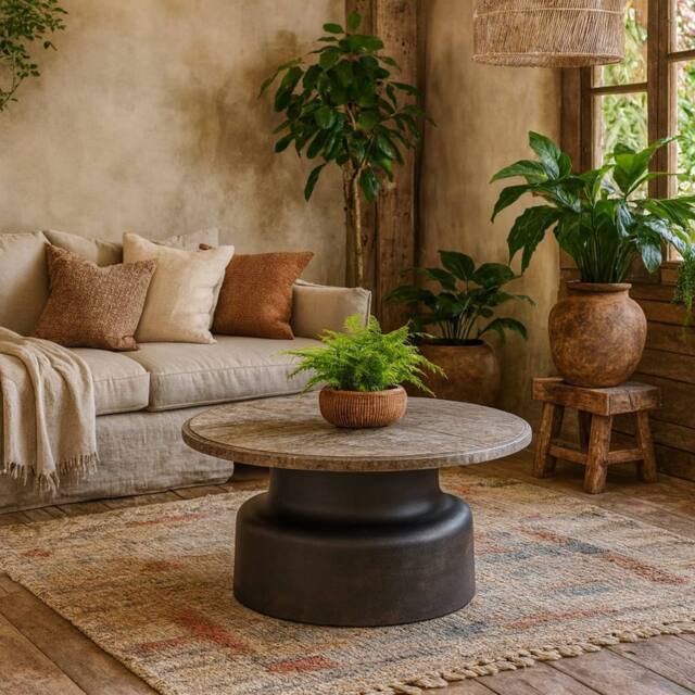 Wyld Haus Les Orangers Round Marble Coffee Table in Black - image 1