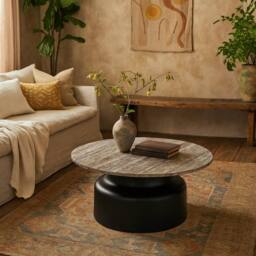 Wyld Haus Les Orangers Round Marble Coffee Table in Black - thumbnail 2