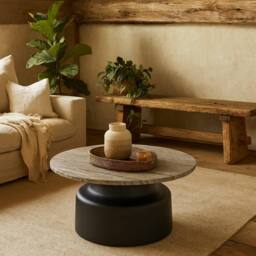 Wyld Haus Les Orangers Round Marble Coffee Table in Black - thumbnail 3