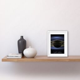 "Artery8 Wall Art Print NASA Our Solar System Saturn Planet Shadow Cassini Artwork Framed 9X7 Inch in White - Size: W7"" x H9""" - thumbnail 2