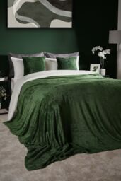 OHS Luxury Large Waffle Honeycomb Mink Warm Throw in Dark Green - Size: 125 cm x 150 cm