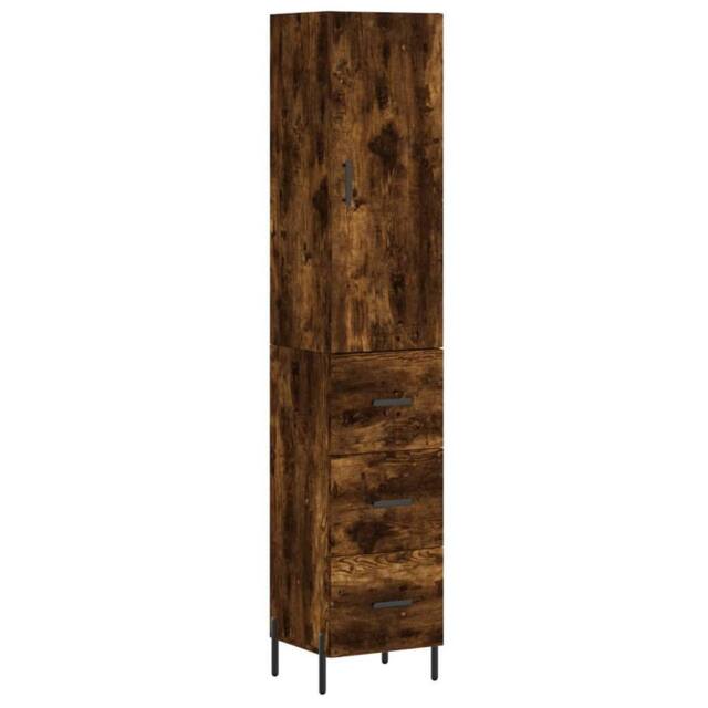 Berkfield Home Highboard Smoked Oak 34.5x34x180 cm Engineered Wood in Brown - image 1