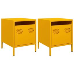 Berkfield Home Bedside Cabinets¬†2 pcs Mustard Yellow 35x39x43.5 cm Steel - thumbnail 2