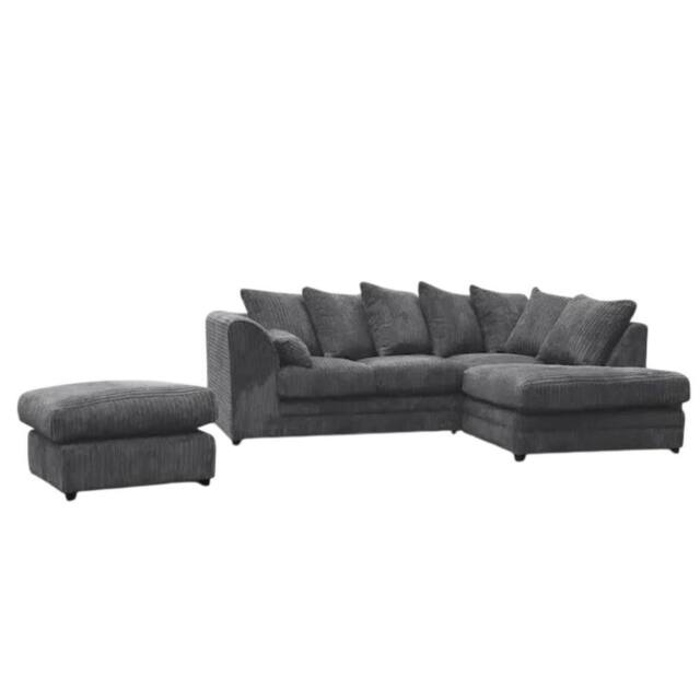 SNUG FURNITURE BIRMINGHAM LTD Jumbo Cord Right Hand Corner Sofa With FREE Footstool in Grey - image 1