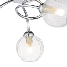 First Choice Lighting Tatton - Chrome with Ribbed Glass 3 Light Flush Ceiling Light in Silver - thumbnail 4