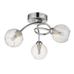 First Choice Lighting Tatton - Chrome with Ribbed Glass 3 Light Flush Ceiling Light in Silver - thumbnail 6