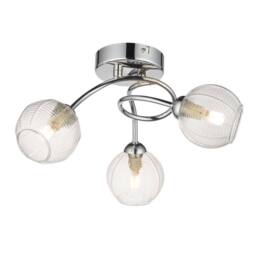 First Choice Lighting Tatton - Chrome with Ribbed Glass 3 Light Flush Ceiling Light in Silver - thumbnail 1