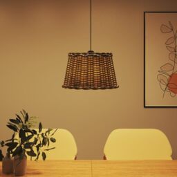 Berkfield Home Ceiling Lamp Shade Brown √ò45x28 cm Wicker - Size: 45x28 cm - thumbnail 3