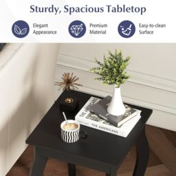 Gymax Set of 2 End Tables 2-Tier Accent Table Shelf with Elegant Curved Legs in Black - thumbnail 5