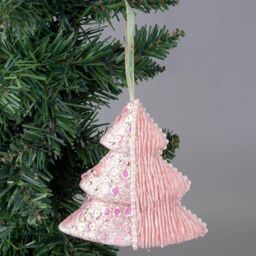 Shatchi 12cm Tree Baby Pink - Christmas Hanging Decoration - thumbnail 4