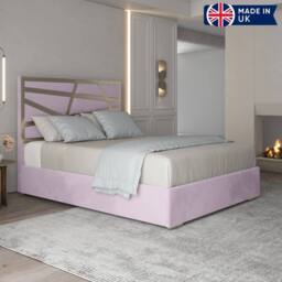 Casani Embleton Upholstered Soft Velvet Pink Metal Designer Bed Frame - Size: Single - thumbnail 5