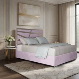 Casani Embleton Upholstered Soft Velvet Pink Metal Designer Bed Frame - Size: Single