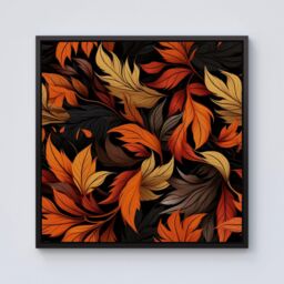 "Warren Reed - Designer Autumn Leaves Design Framed Canvas in Black - Size: W30"" x H30""" - thumbnail 1