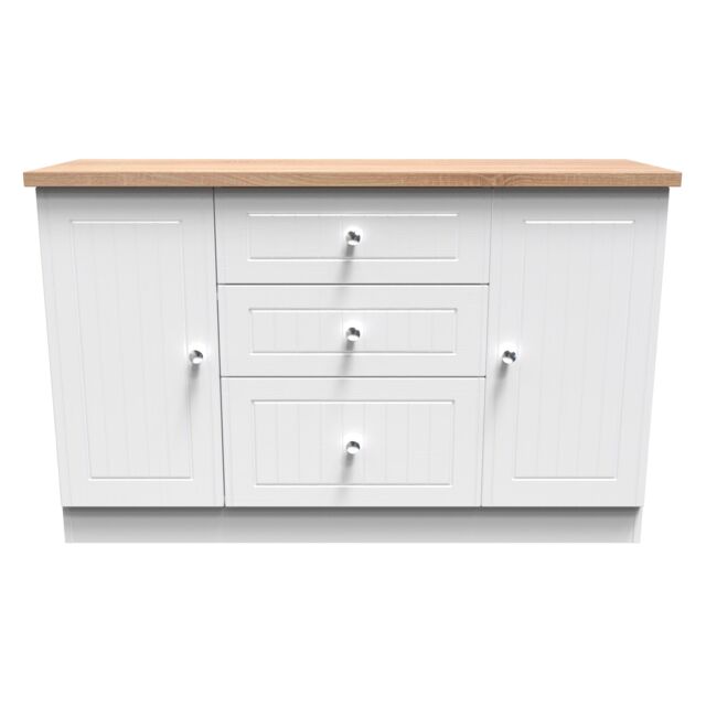 Ready Assembled 2 U Norton 2 Door 3 Drawer Sideboard (Ready Assembled) in White - Size: Large - image 1